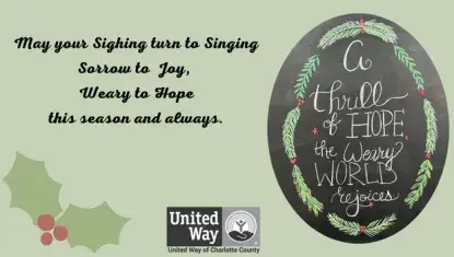 image of wreath:  A thrill of hope, the weary world rejoices.