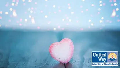 blue background with small pink heart